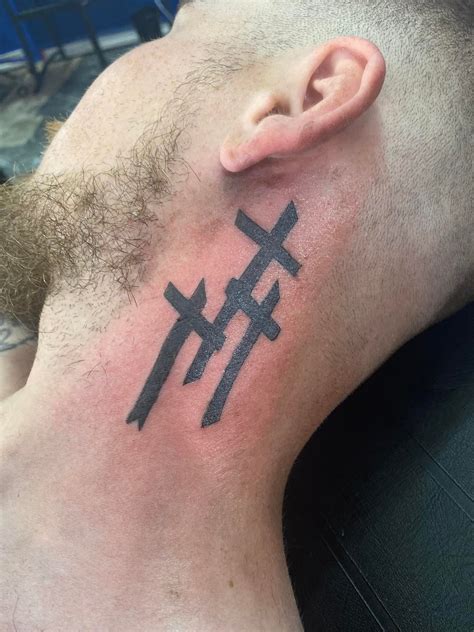 cross tattoo on neck for guys|catholic cross tattoos for men.